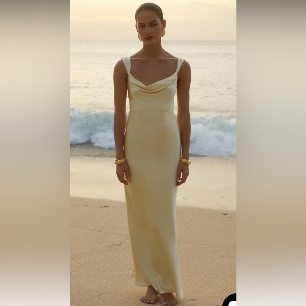 Margot Cowl Neck Satin Maxi Dress - Butter